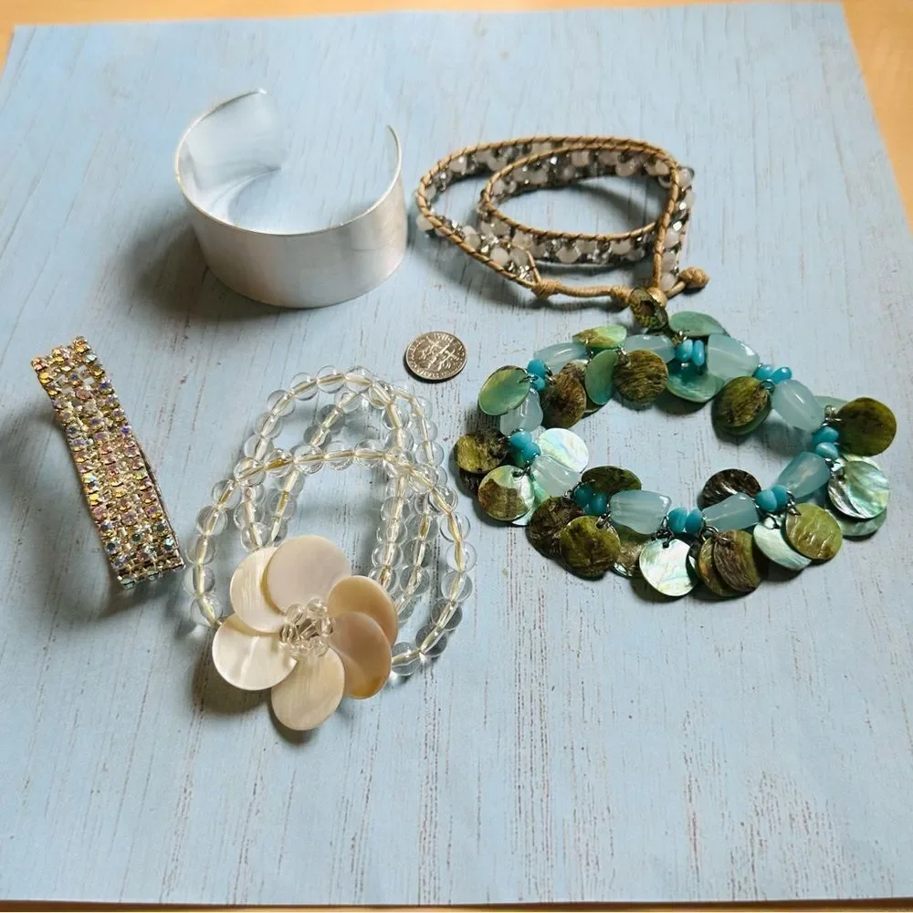 Various Style‎ Bracelet Lot 5 Bracelets Stretch Cuff Wrap Styles